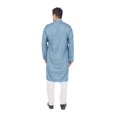 thumbnail image 5 of TRILOKI Mens Blue Embroidered Sequined Kurta Pajama Set Rayon Ethnic Indian Traditional Wear, 5 of 5