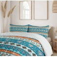 thumbnail image 6 of Ambesonne Tribal Duvet Cover Sets, Floral Aztec Art Pattern, 2-King, Blue Orange and White, 6 of 7