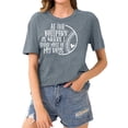 thumbnail image 2 of Hvobtty T-Shirt à Manches Courtes Col Rond Décontracté pour Femmes, T-Shirt de Sport de Baseball Imprimé avec Col Rond et Haut à Manches Courtes, 2 of 4
