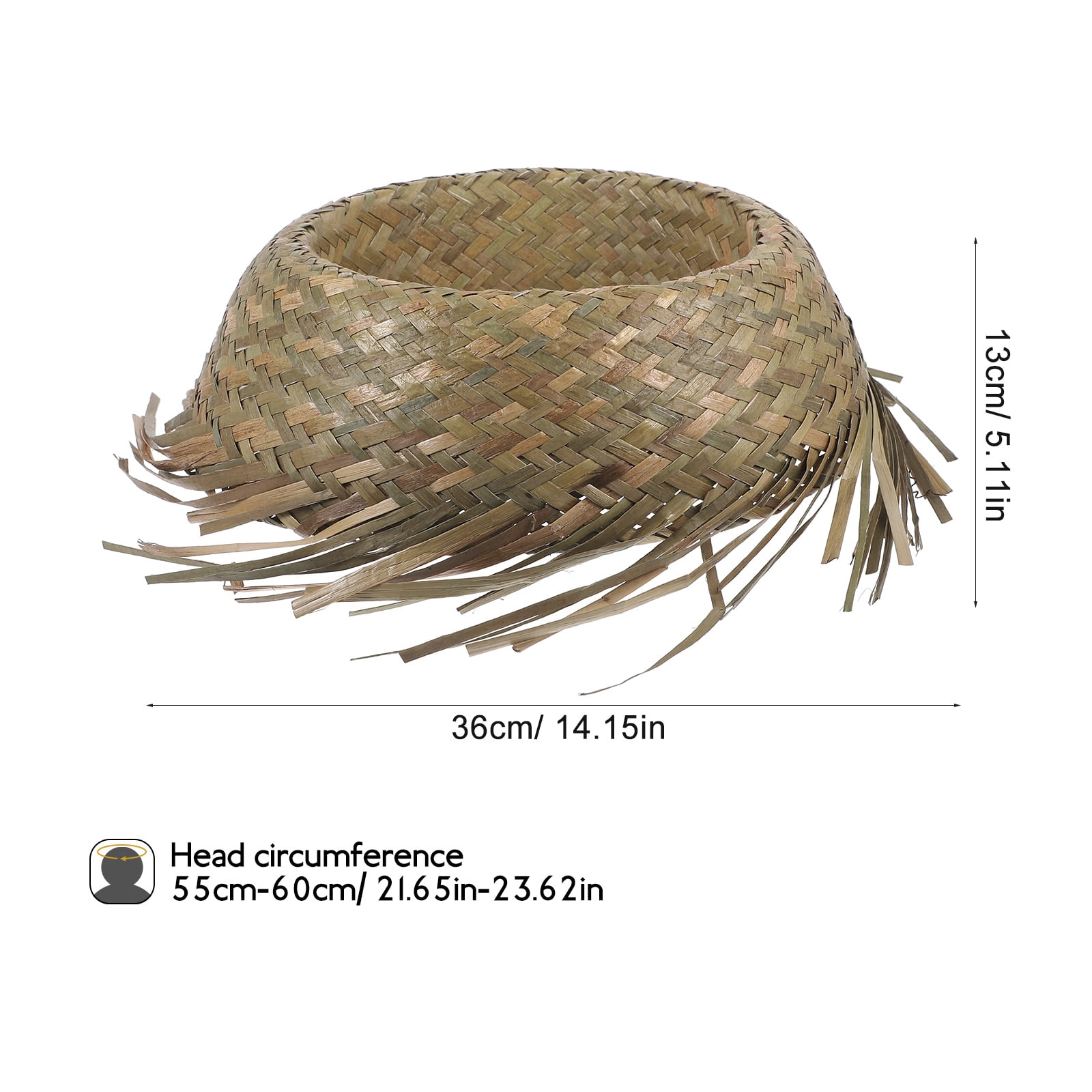 Troglfold woven hat Beach Straw Hat Woven Straw Sun Hat Hawaii Style Beach Hat Summer Hat Beach Mexican Mens Straw Hat,14.17"X14.17"X5.12"