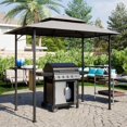 thumbnail image 2 of 8'X5' Grill Gazebo Canopy, Grill Tent for Outdoor Grill, Double Tiered BBQ Gazebo with Steel Frame, Two Shelves, Ten Hooks and A Bottle Opener, Small Grill Shelter For Backyard, Patio (Grey), 2 of 7