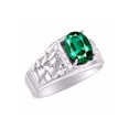 thumbnail image 2 of *RYLOS Nugget Green Emerald & Diamond Ring - May Birthstone*Sterling Silver, 2 of 4