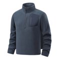 thumbnail image 2 of Mens Winter Pullover Warm Outwear Coat Solid Color Half Zipper Stand Up Collar Casual Outerwear With Zippered Pockets Daily Commute Street Style, 2 of 3