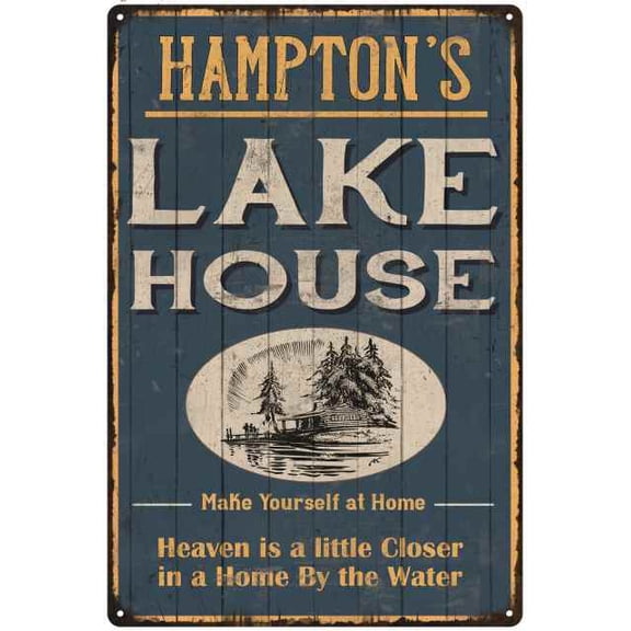 HAMPTON'S Lake House Blue Cabin Home Decor 8 x 12 Matte Finish Metal 108120038451