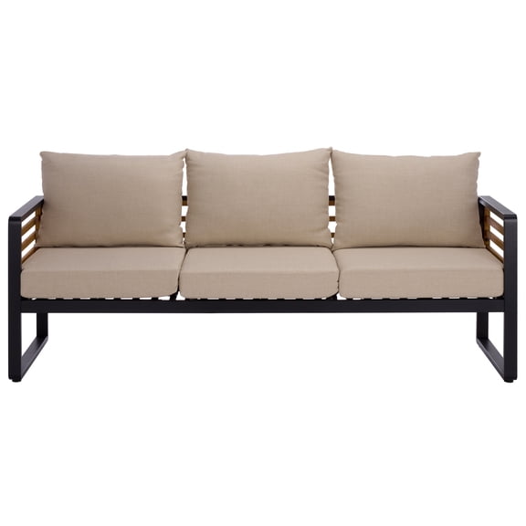 Safavieh Baker Metal Outdoor Sofa, Black/Taupe