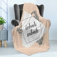 thumbnail image 4 of Inhale Exhale Soft Flannel Fleece Throw Blanket, Grunge Paintbrush Sports and Message Soft Pattern, Cozy Plush for Indoor and Outdoor Use, 70" x 90", Pale Peach Grey White, by Ambesonne, 4 of 5