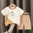 thumbnail image 3 of KPOPLK Toddler Baby Girl Summer Clothes Set Short Sleeve T-shirt Tops Pants Little Kids School Wear Outfits 2Pcs Size 2--3 Years,White, 3 of 3