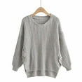 thumbnail image 2 of IROINNID Reduced Womens Sweater Round Neckline Pullover Sweater Solid Color Comfy Mid-Length Long Sleeve Button Sweater Top, 2 of 8