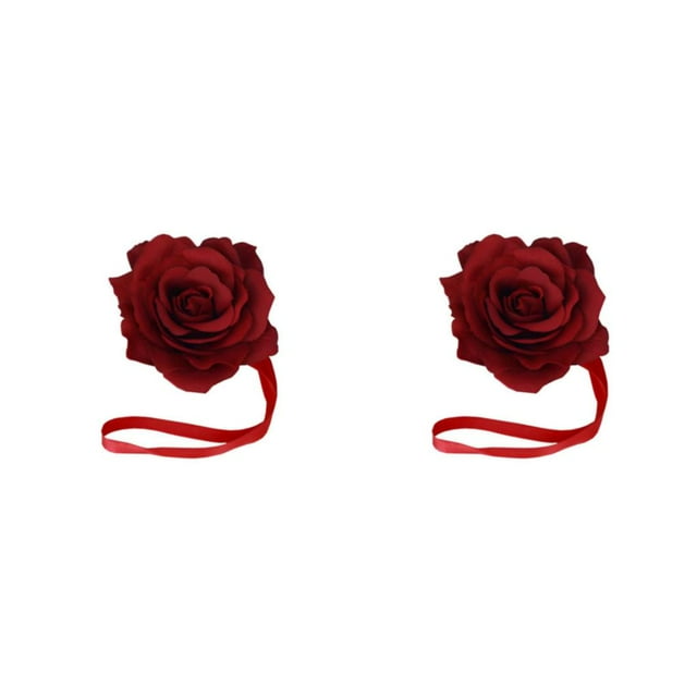 QualitChoice Curtain Tieback Punch-free Stylish Flower Shape Decorative Replacement Home Buckle Fastener Ornament Accessories Red 2PCS