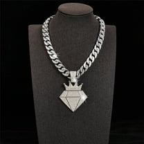 Men Women Hip Hop New Fashionable and Personalized Crown  Pendant Necklace 15mm Crystal Cuban Chain HipHop Iced Out Bling Necklaces Fashion Charm Jewelry