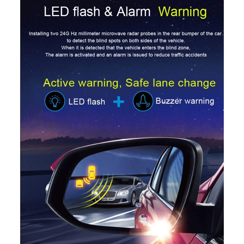Car Blind Spot Detection Sensor Safety Alert System Universal Warning