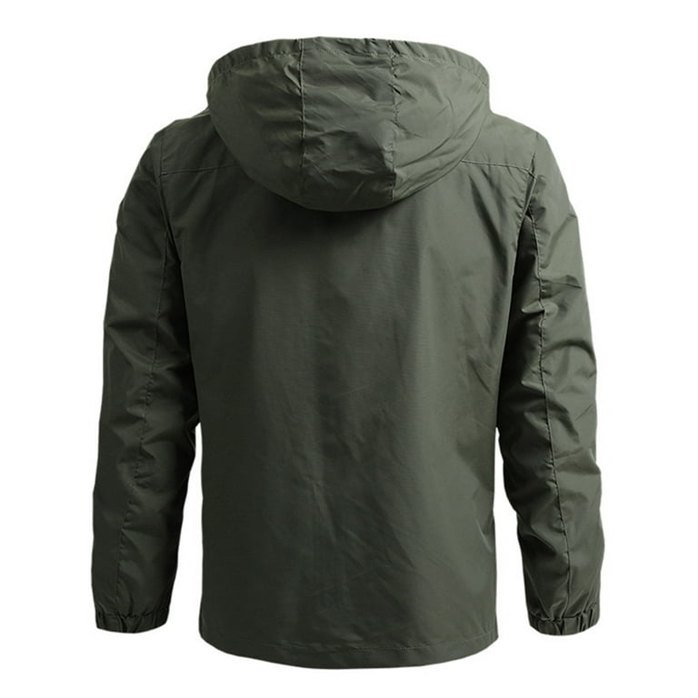 Jacket Hooded Coat Waterproof Warm Windbreaker for Men Fishing Hiking L Gray