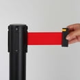 thumbnail image 4 of M&T Displays Crowd Control Stanchion Barriers Queue Post 37 inch High Safety Barrier Stands Line Dividers Retractable Red Belt 9.85'/118" Heavy Base Floor Standing Steel Indoor Outdoor (2-Pack), 4 of 10
