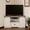 White, variant on Melidee Farmhouse Television Stand for 65 Inch TV with Sliding Barn Door, Engineered Wood, Gray, 58" W x 15.7" D x 31" H