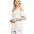 thumbnail image 5 of Made by Johnny Women's Loose Short Sleeve Strappy Cold Shoulder Top XL WHITE, 5 of 6