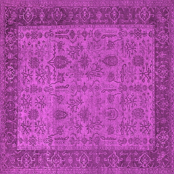 Ahgly Company Indoor Square Oriental Pink Industrial Area Rugs, 7' Square