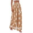 thumbnail image 2 of Women'S Wide Leg Palazzo Pants Boho Floral Trousers Flowy Beach Vacation Clothes Resort Wear Khaki XL, 2 of 9