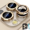thumbnail image 1 of LAICAIW Camera Lens Protector for iPhone 14 Pro/iPhone 14 Pro Max, Alloy Metal Individual Ring, Anti Scratch HD Tempered Glass Lens Screen Protector Cover Film, Case Friendly, Gold, 1 of 7