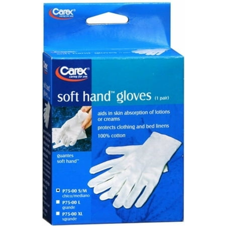 Carex Soft Hand Gloves Aids Skin Absorption 100% Cotton S-M, 1 Pair, 4-Pack