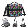 thumbnail image 3 of Dinosaur and Floral Black Pattern Bento School Insulated Lunch Bag Box with Shoulder Strap and Bottle Holder, 11" X 9.5" X 3.5", 3 of 3