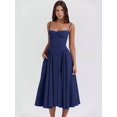 thumbnail image 1 of Robe Plissée Ourlet Solide Aguichant Mode Femme Midi Sans Manches Dos Nu Robes Été 2024 Soirée Robe Ligne A FJH, 1 of 7