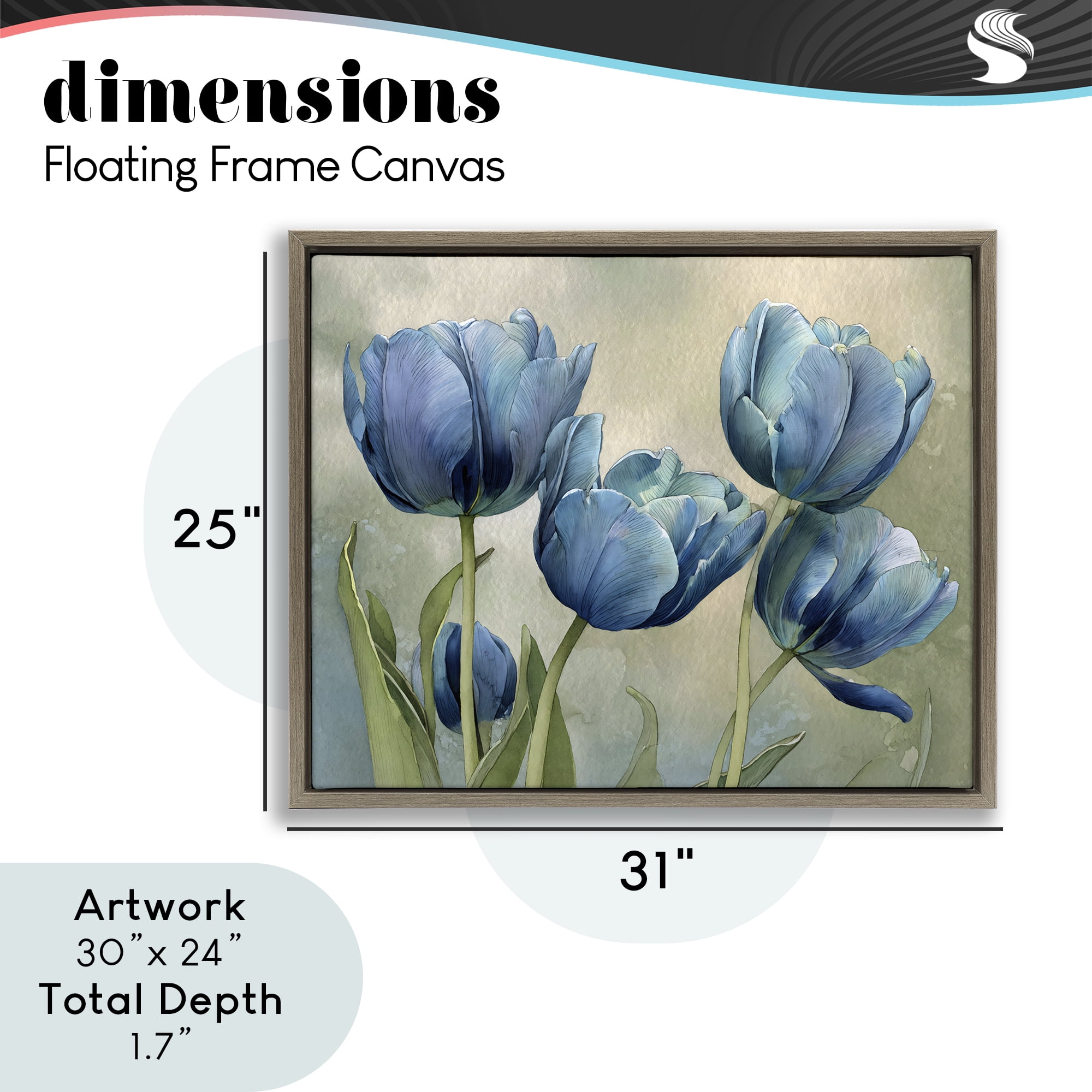 Stupell Industries Drawn Blue Tulip Flowers Brown Framed Floater Canvas Wall Art, design by Franklyn Gregory