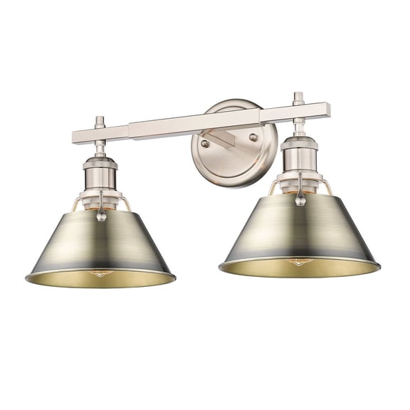 Orwell 2-Light Vanity Light in Pewter with Aged Brass