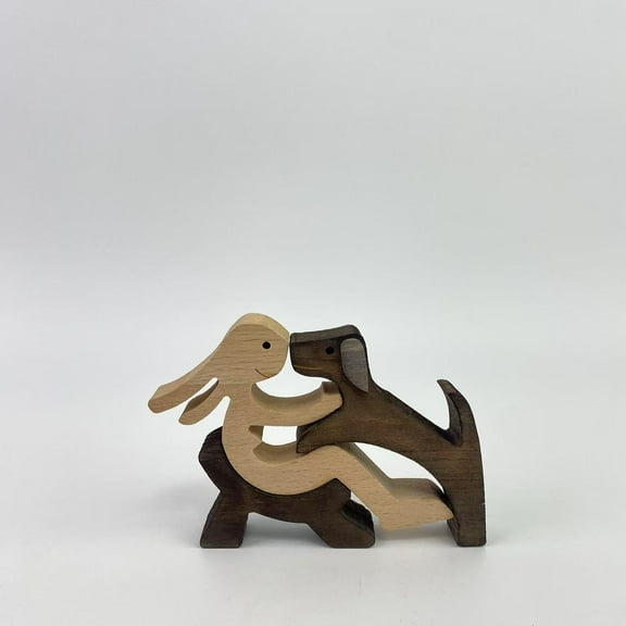 YQJEVWQM Wooden sculptures, Sitting Woman and Dog, Wood Decor Accents Craft Figurine for Bedroom Home Office Shelf Decor Gift Natural ECO Friendly