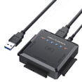 thumbnail image 2 of ENTSASMO Black SATA/IDE to USB 3.0 Adapter, Hard Drive Reader Adapter Ultra Recovery Converter for 2.5" 3.5" HDD/SSD, USB to SATA/IDE One Touch Clone with 12V Power Adapter, 2 of 8
