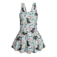 thumbnail image 4 of COEQINE Girls One Piece Swimsuit for Swim Lessons & Beach Play, Cute Swim Dress with Skirt & Liner, Scoop Neck Fixed Wide Strap V-Back Swimwear, Ages 5-6, Dachshund Floral Blue, 4 of 8