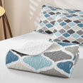 thumbnail image 4 of Castle Fairy Boho Geometric Quatrefoil Twin Quilt Set 2 Pieces,Minimalism Rhombus Grid Twin Coverlet Set,Blue Gray Ivory,1 Bedspread and 1 Pillowcase, 4 of 7