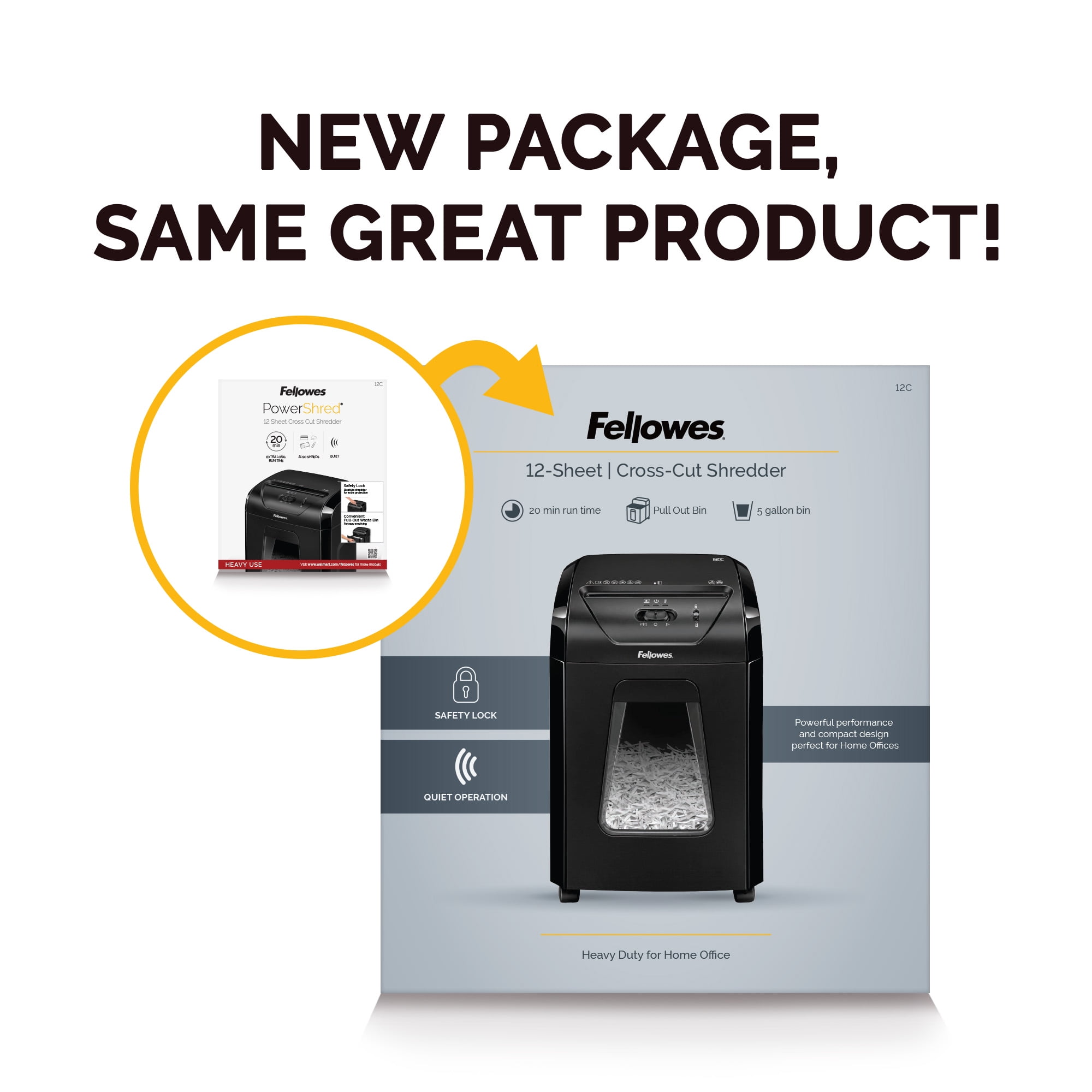 Fellowes Powershred 12-Sheet Cross-Cut Shredder, 19.5