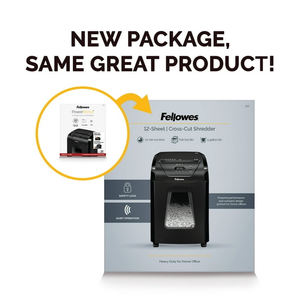 Fellowes Powershred 12-Sheet Cross-Cut Shredder, 19.5
