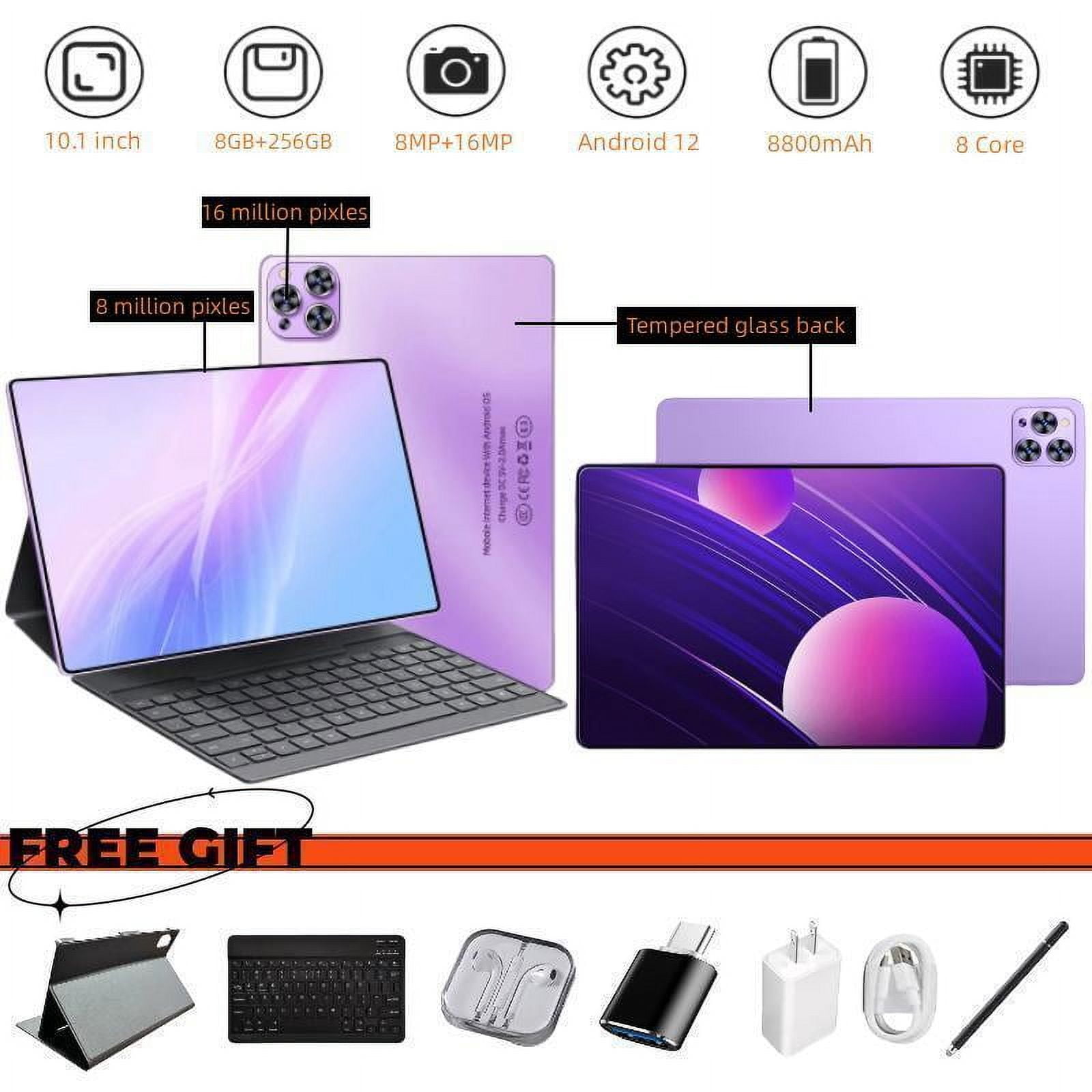 Tablet 10.1 Inch Android 12 Tablet,WiFi Tablets PC,8 GB RAM+256GB ROM( Expand to 512GB),Octa-Core,4G/5G Wi-Fi,Bluetooth,Dual Camera 8MP+16MP,8800mAh,With Bluetooth keyboard
