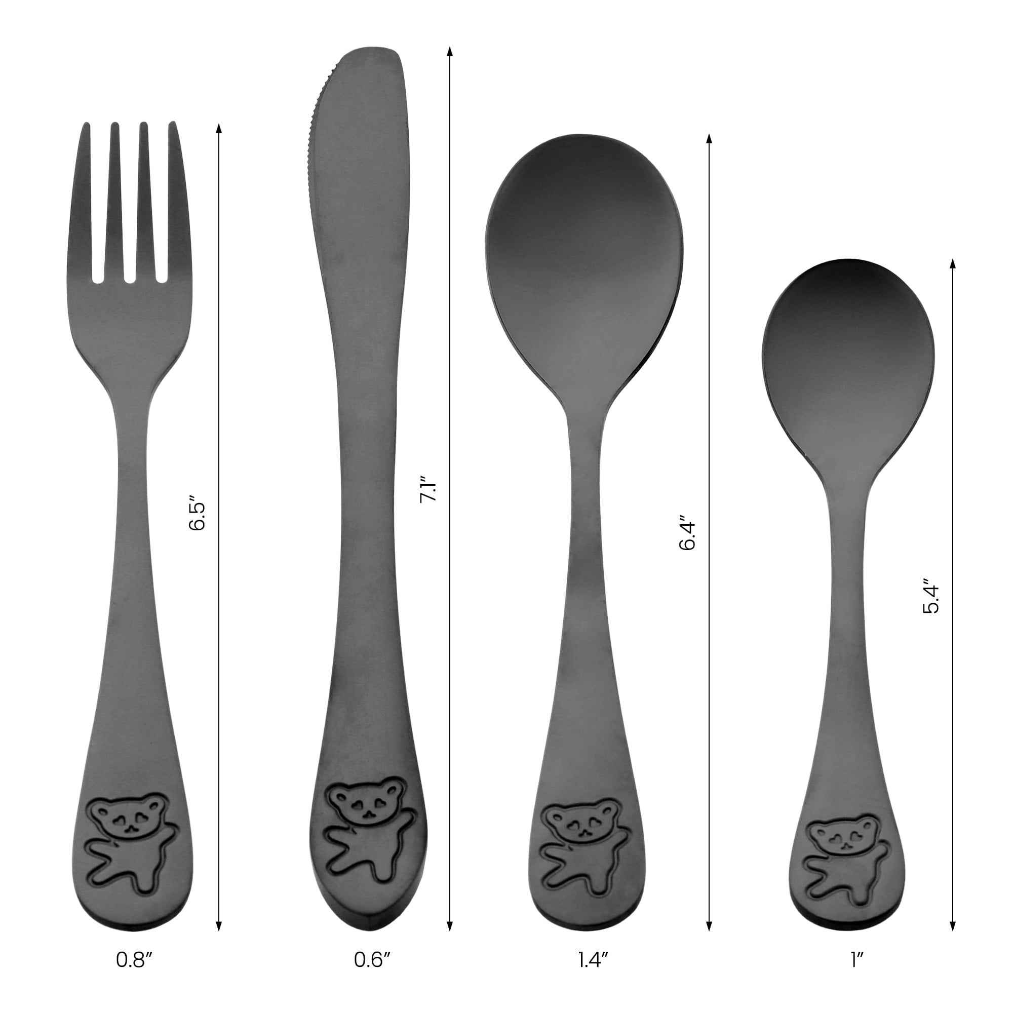 Unique Bargains Stainless Steel Flatware Set with Knife Black 4 Pcs