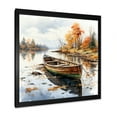 thumbnail image 2 of Designart "Canoe by the Lake in Autumn Tranquility I" Transportation Framed Wall Art Decor - Modern Orange Boat Fishing Entryway Framed Wall Art, 2 of 6