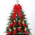 thumbnail image 3 of Cinta superior del árbol de Navidad, lazo grande de arpillera decorativa, regalo rojo grande, cinta con borde con cable, corona, lazos de Navidad, 3 of 4