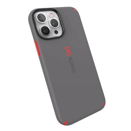 Speck iPhone 13 Pro Max, 12 Pro Max Candyshell Pro phone case in Moody Gray and Turbo Red