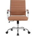 thumbnail image 3 of Home Office Chair Mid Back Desk Chair PU Leather Ribbed Executive Swivel Computer Chair with Wheels and Armrests Soft Padded Adjustable Height Conference Task, 3 of 9