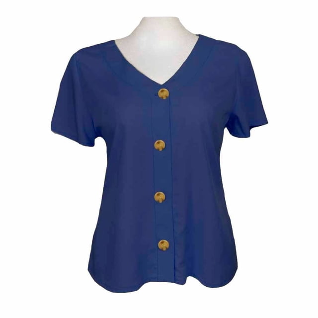 Blusa George Talla G con Botones Grandes Marino