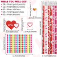thumbnail image 2 of 216 Pieces Valentine's Day Pencils Stationery Set Include Heart Print Pencils Heart Sticky Notes Heart Decorative Stickers Heart Paper Clips Heart Shape Erasers for Kids Students Classroom Exchange, 2 of 7