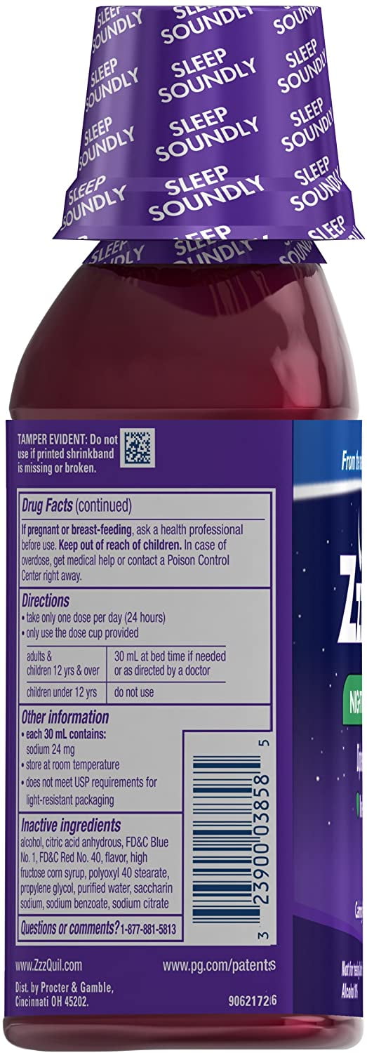 ZzzQuil Nighttime Sleep-Aid, Calming Vanilla Cherry 12 oz (Pack of 3)