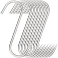 thumbnail image 1 of KOHAND Paquete de 8 ganchos para carne en forma de S de 10 pulgadas, 10 mm de espesor, ganchos para salchichas de acero inoxidable para carnicero, para difuminar, asar y secar, 1 of 5
