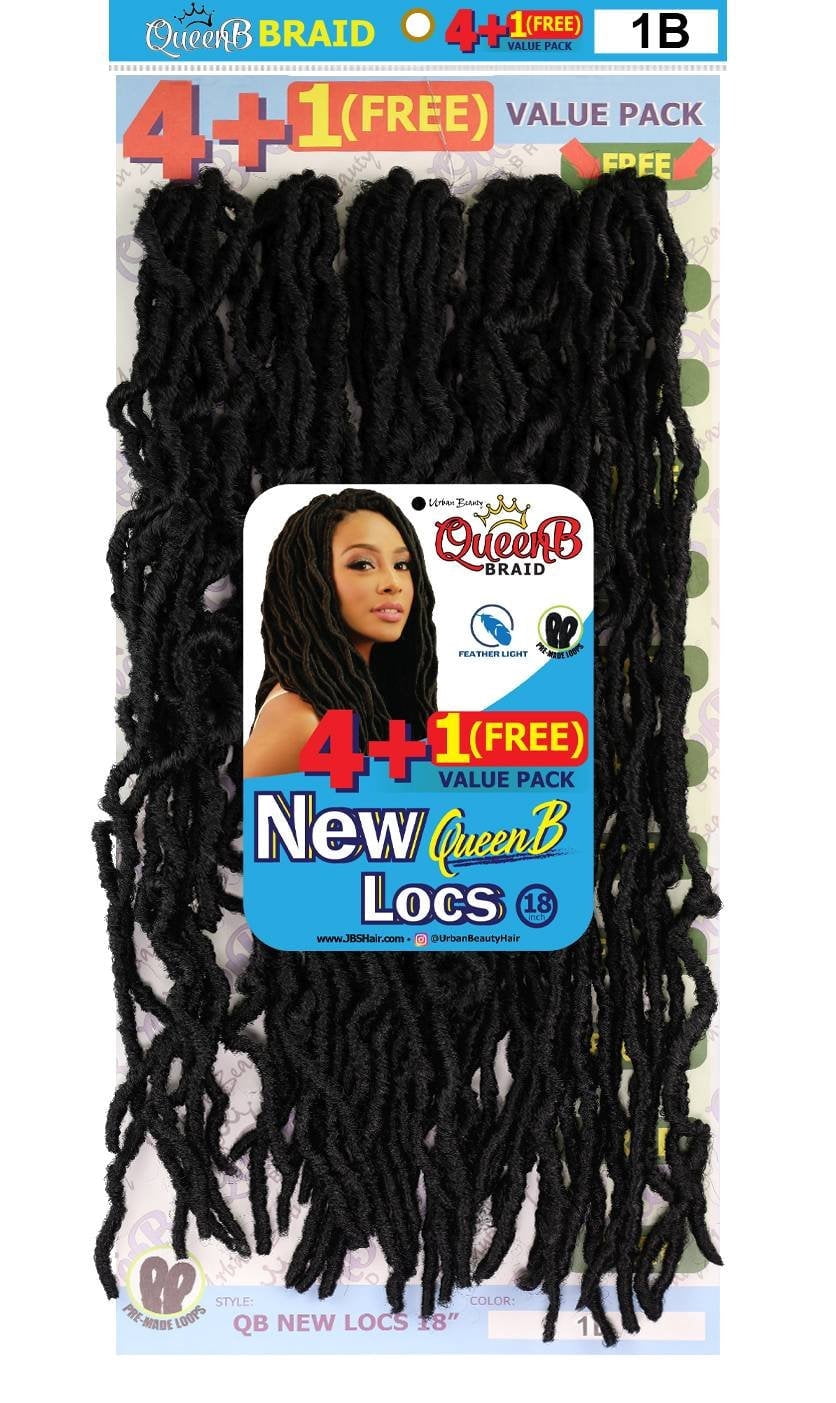(2 pack) QueenB 5X New Locs Value Pack 18" - #1B
