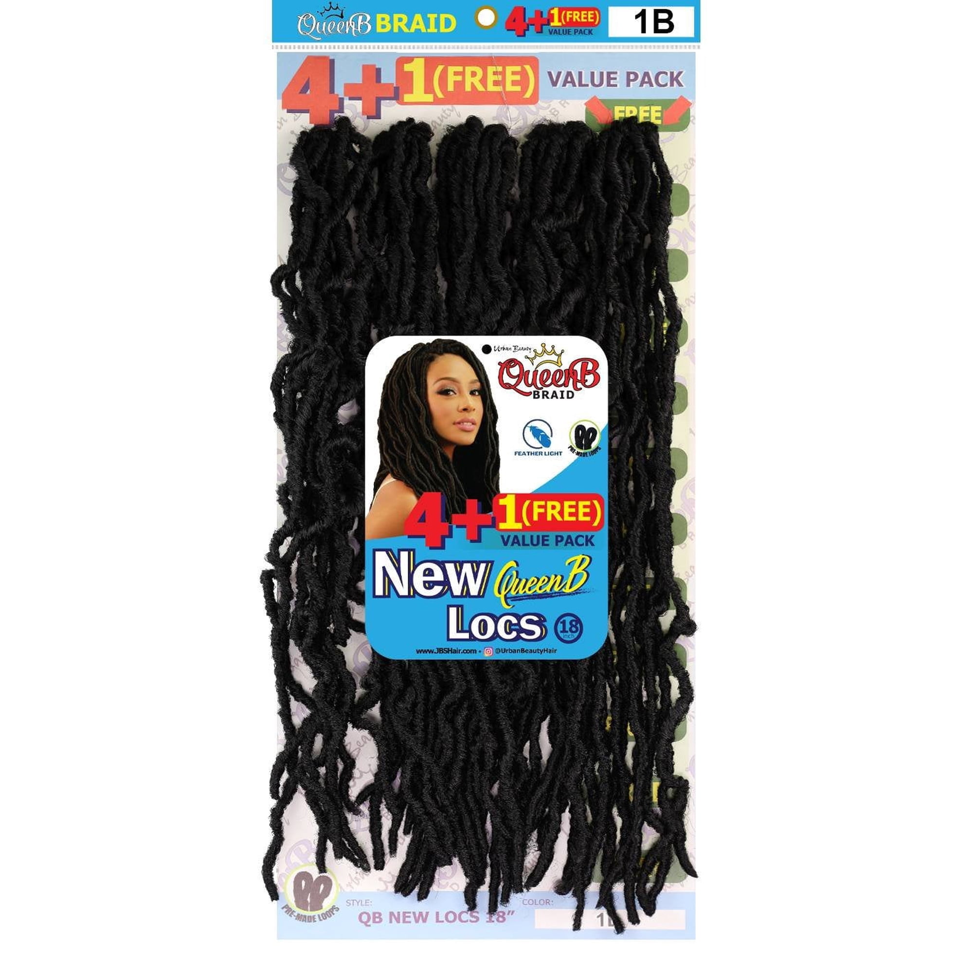 Urban Beauty QueenB 5X New Locs Value Pack 18 - #1B
