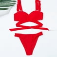 thumbnail image 4 of Sexy mujer Bikini sólido ahueca hacia fuera traje de baño de dos piezas traje de baño conjunto de ropa de playa Fridja nalpqowj21785, 4 of 7