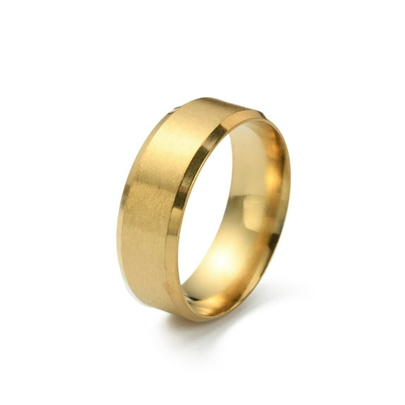 10pc 201 Stainless Steel Plain Band Ring for Men Women Matte Gold Color Size 11 Inner Diameter: 21.32mm