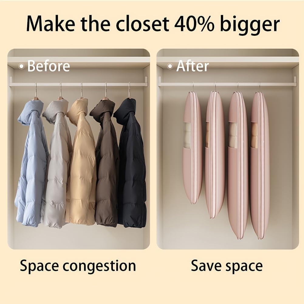 2025 Space Saving Hanging Garment Bag with Self Compression Zipper, Space Saving Garment Bags, Protects Clothes from Wrinkles