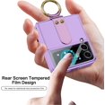 thumbnail image 4 of Dteck Case with Galaxy Z Flip 3 Case with Ring, Z Flip 3 Case with 9H Glass Camera Lens Protector, Leather Full Protective Shockproof Anti-Scratch Slim Cover for Z Flip 3 Case, Purple, 4 of 5