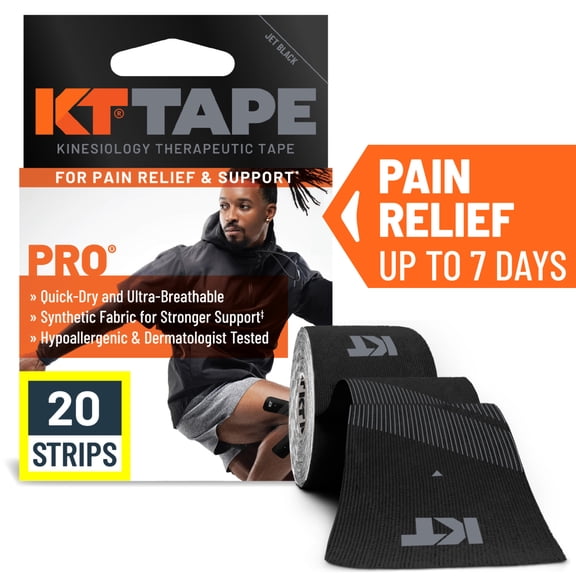 KT Tape Pro Synthetic Kinesiology Tape, Precut Strips - 20 CT